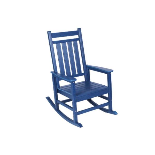 Series Frame Navy Blue Solid Wood Outdoor Rocking Chair