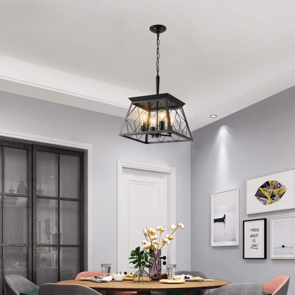 4-Light Industrial Bronze Modern Metal Cage Chandelier for Living Room with No Bulbs Included price history on PriceWatchPro