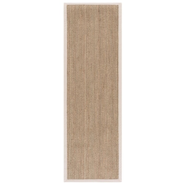 Natural Fiber 3 ft. x 7 ft. Natural/Ivory Border Runner Rug