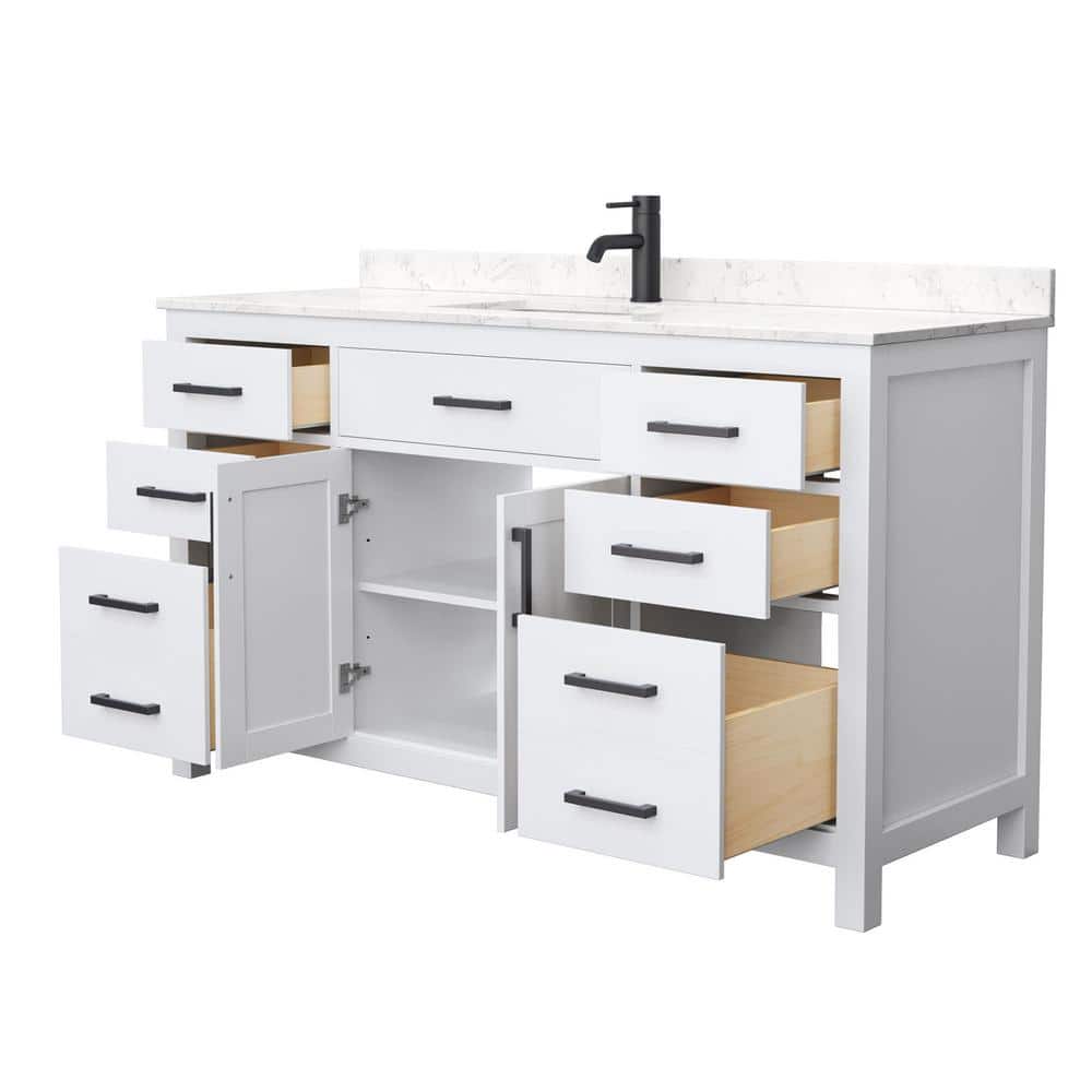Beckett 60" White Freestanding Single Bathroom Vanity with Cultured Marble Top