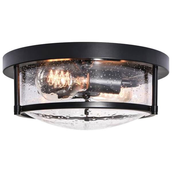 EDISLIVE Razia 10 in. 2-Light Flush Mount Ceiling Lights with Water-drop Glass Shade