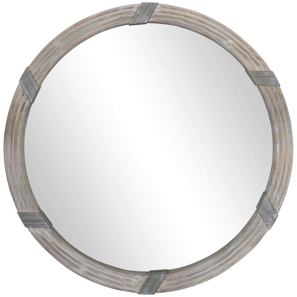 Hot Seller Natural Wood 30.75 in. W x 30.75 in. H Wood Framed Wall Mirror-F