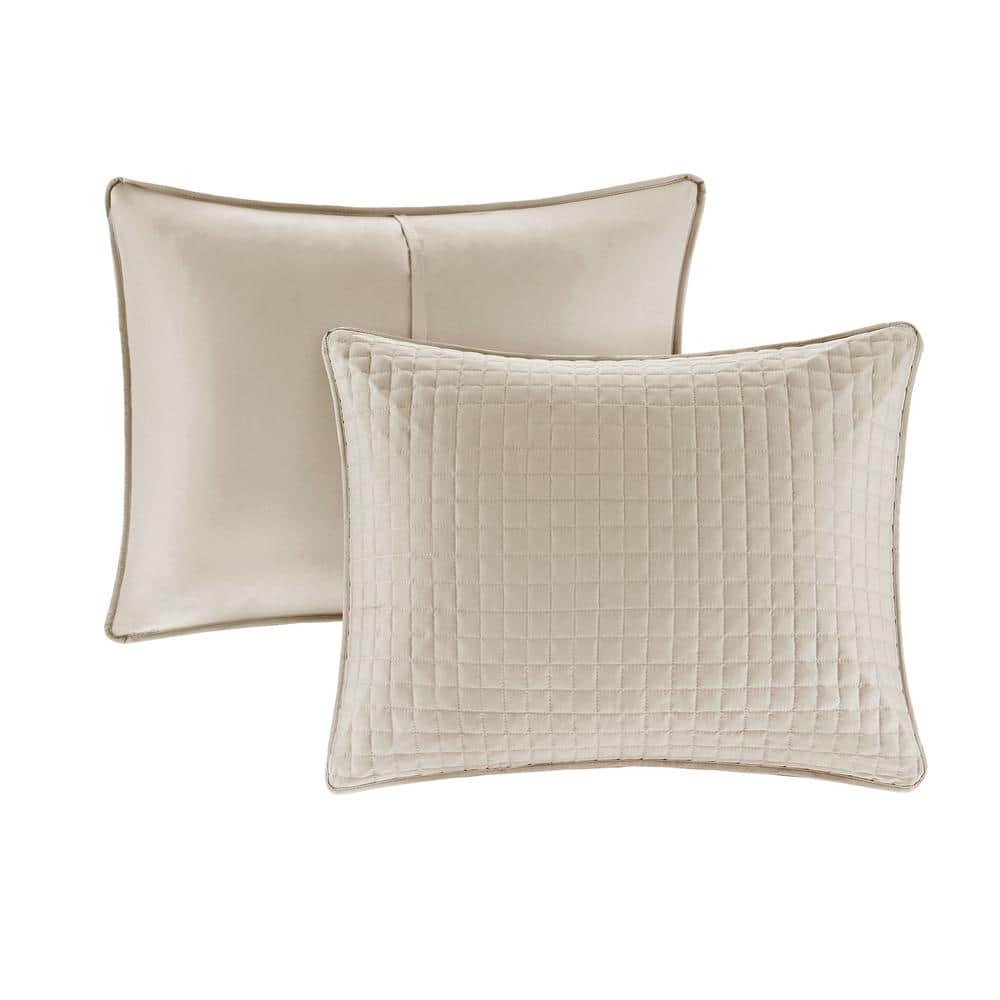Khaki Full Microfiber Reversible Quilt Set