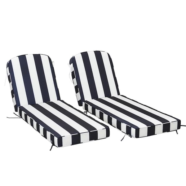 DESwan Pelcha 23 in. W x 75 in. D x 5 in. T 2-Piece Outdoor Chaise Lounge Cushion in Striped Black