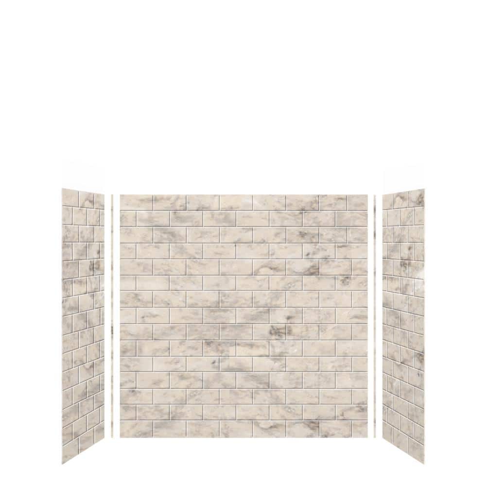 SaraMar 36 in. x 60 in. x 60 in. 3-Piece Easy Up Adhesive Alcove Tub Surround in Sand Creme price history on PriceWatchPro