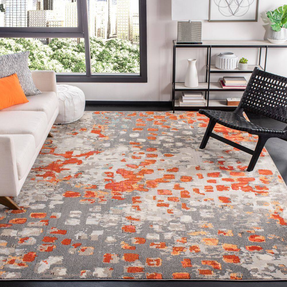 Metro-Mod Chic Grey Synthetic 9' x 12' Hand-Knotted Area Rug