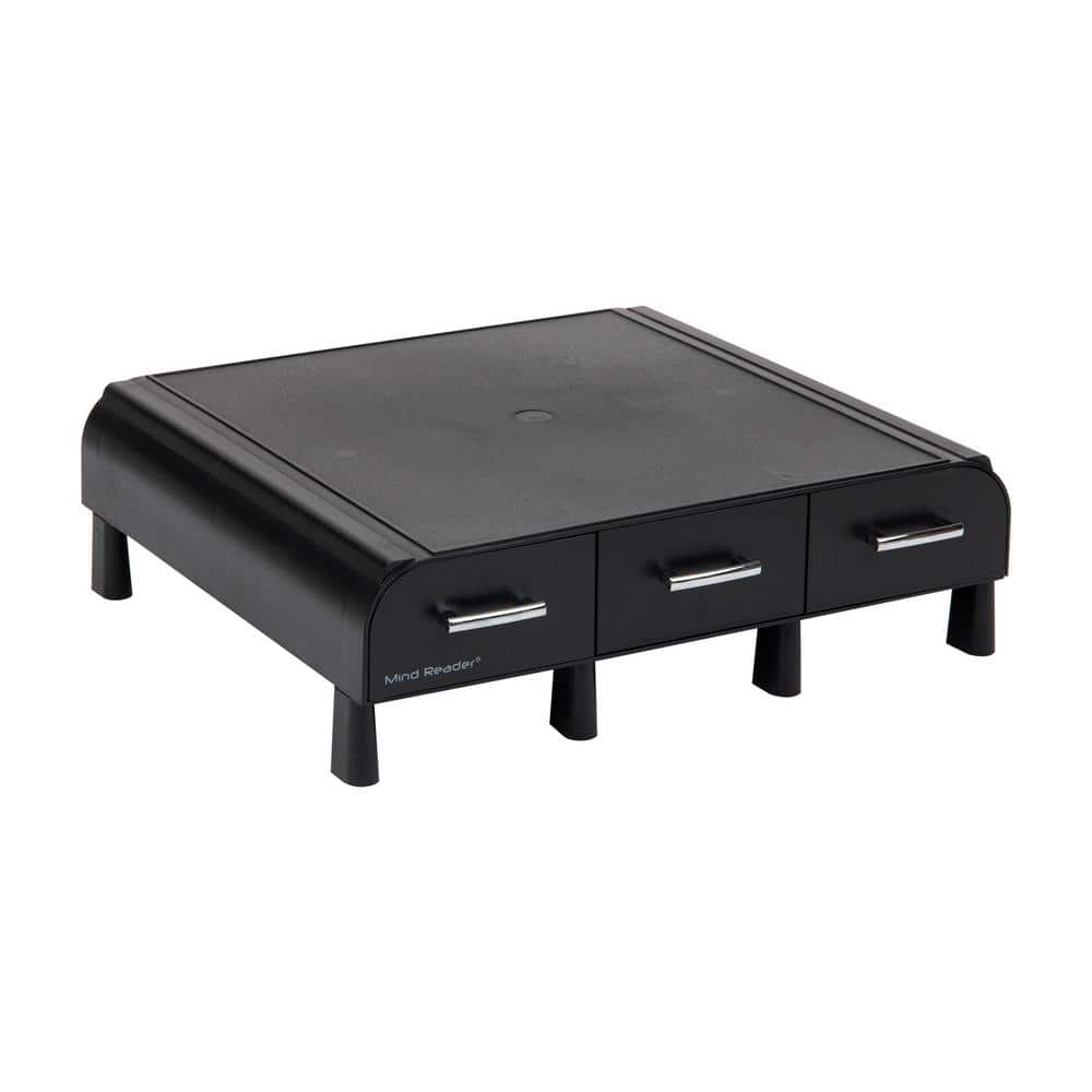 13.5 in. L x 13 in. W x 4 in. H Monitor Stand Desktop Organizer with Storage Drawers Plastic, Black price history on PriceWatchPro