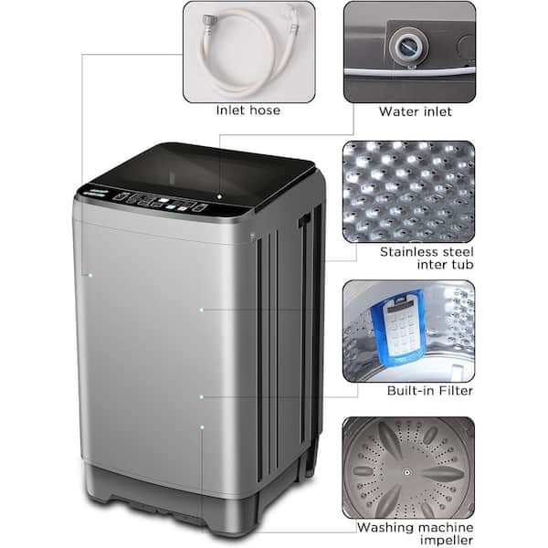 2.1 cu.ft. 25 lbs. Full-Automatic Top Load Washer with 10-Wash Programs,safe child lock,Auto tub cleaning in Chrome