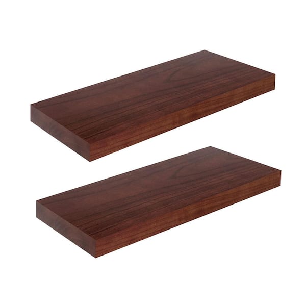 Unbranded 24 in. W x 9.3 in. D Brown Floating Shelves Decorative Wall Shelf (Set of 2)