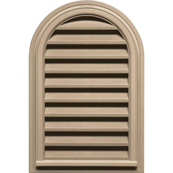 Builders Edge 22 in. x 32 in. Round Top Plastic Built-in Screen Gable Louver Vent #069 Tan