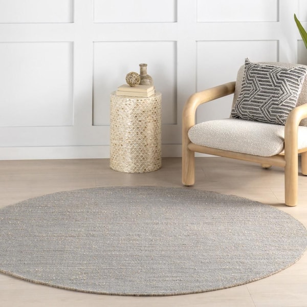 Perfect Handwoven Jute-Blend Grey 6 ft. Round Rug