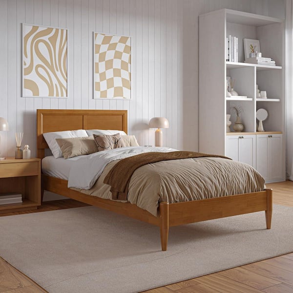 AFI Sophia Light Toffee Natural Bronze Solid Wood Frame Twin XL Low Profile Platform Bed