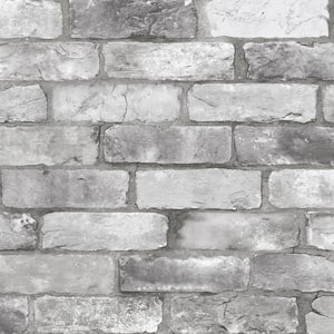 Rustin Grey Reclaimed Bricks Paper Strippable Wallpaper (Covers 56.4 sq. ft.)