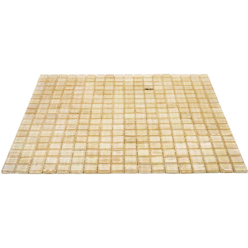 Light Fawn Beige Glossy Glass Mosaic Wall and Floor Tile