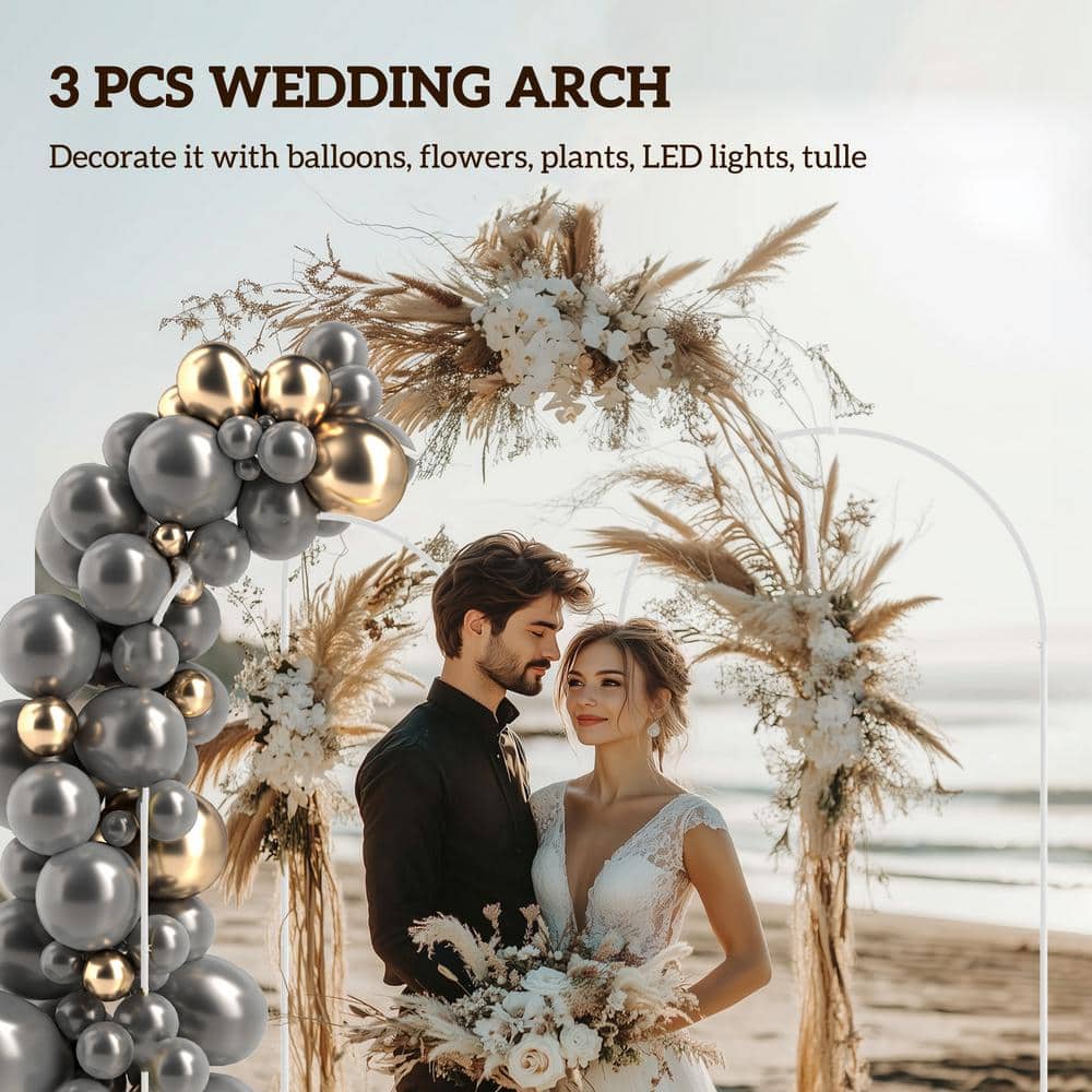 White Metal Wedding Arch Backdrop Stand Set of 3