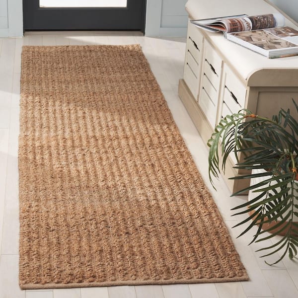 Natural Fiber 2 ft. x 8 ft. Natural Solid Woven Modern Runner Rug