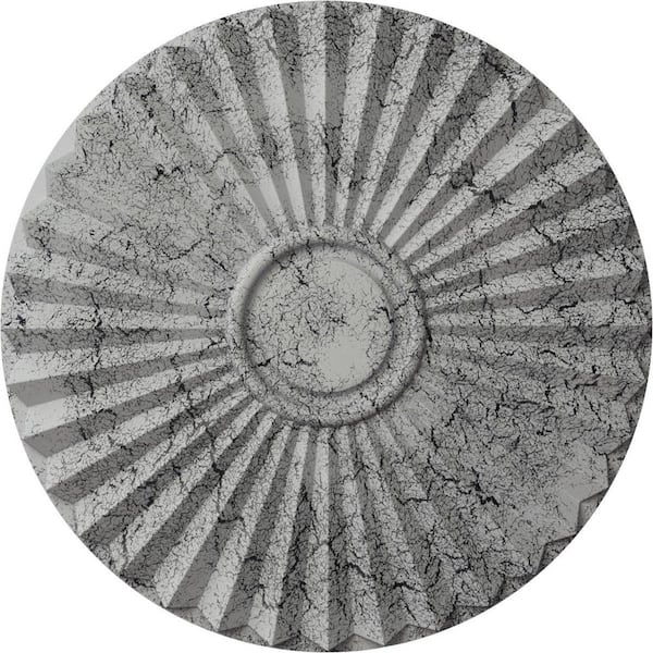 Ekena Millwork 1-3/8 in. x 19-3/4 in. x 19-3/4 in. Polyurethane Shakuras Ceiling Medallion, Ultra Pure White Crackle