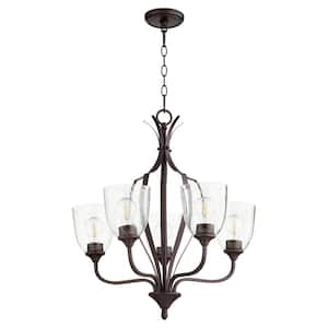 Jardin 5-Light Oiled Bronze Chandelier with Clear Seeded Glass