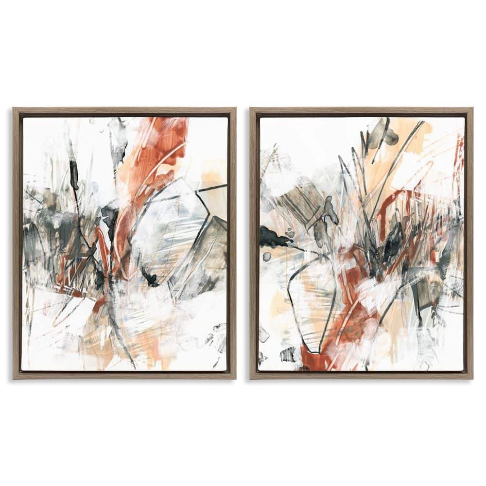 Chaotic Scribbles Abstracts by June Erica Vess 2 Pieces Brown Floater Frame Abstract Graphic Art Print 31 in. x 25 in. price history on PriceWatchPro