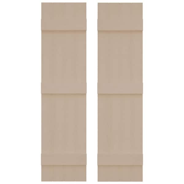 Builders Edge 14 in. W x 59 in. H Vinyl Exterior Joined Board and Batten Shutters Pair in Wicker