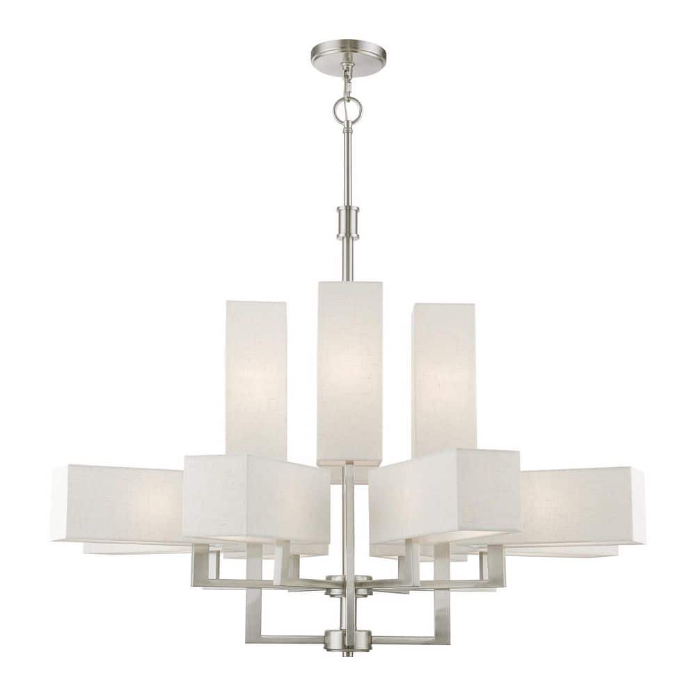 Elegant Brushed Nickel 12-Light Chandelier with Crystal Accents