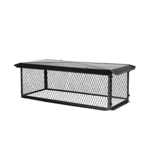 BigTop 26 in. x 14 in. x 14 in. H Chimney Cap in Black Galvanized Steel