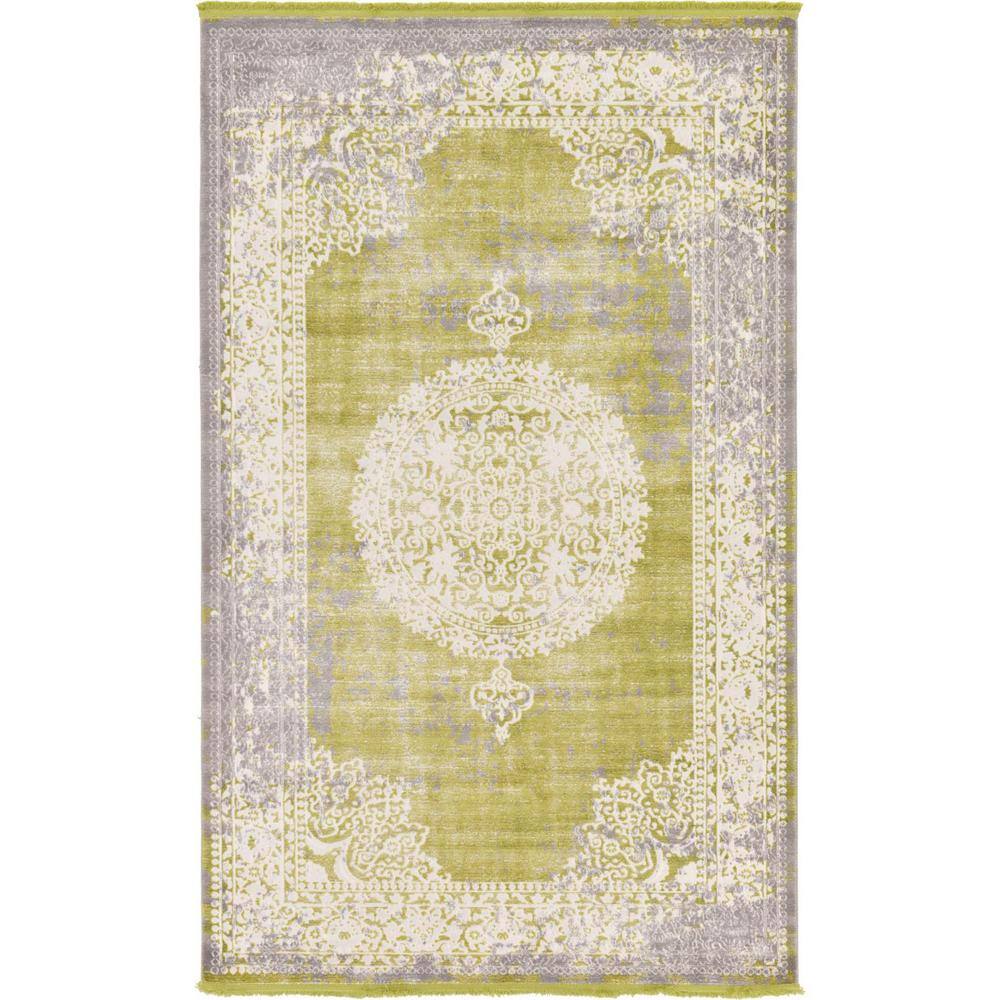 Unique Loom New Classical Olwen Light Green 5' 0 x 8' 0 Area Rug ...