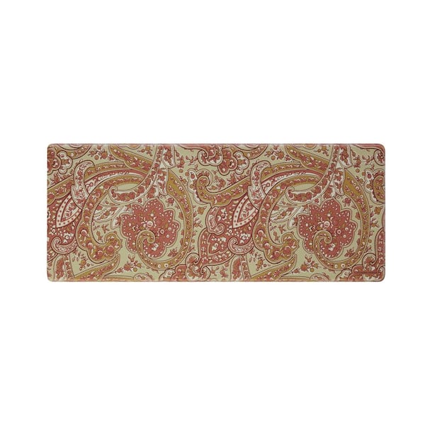 Laura Ashley Rust and Green Paisley 17.5 in. x 48 in. Anti-Fatigue Wellness Mat