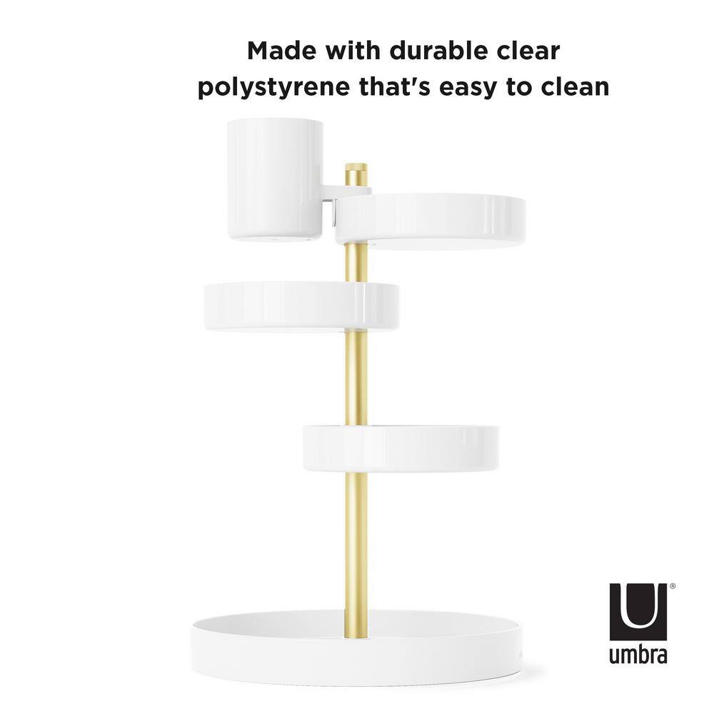 White and Brass 3-Tier Rotating Vanity Tray