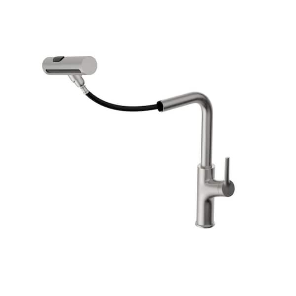 17 in. Single Handle 360° Spout Swivel Pull Down Sprayer Kitchen Faucet with Advanced Spray in Brushed Nickel