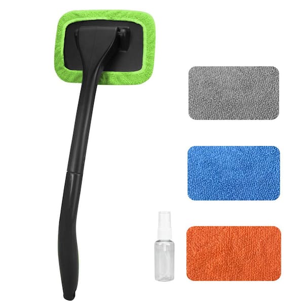 Extendable Windshield Cleaner with 4 Washable Microfiber Pads, 180° Swivel Head for Car Glass, Trucks, SUVs, RVs