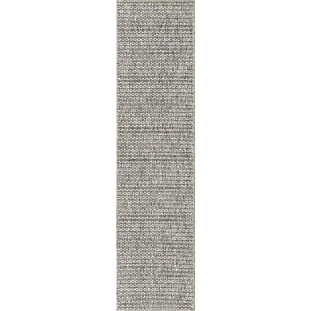 Unique Loom Outdoor Solid Gray 3 ft. x 12 ft. Indoor/Outdoor Area Rug
