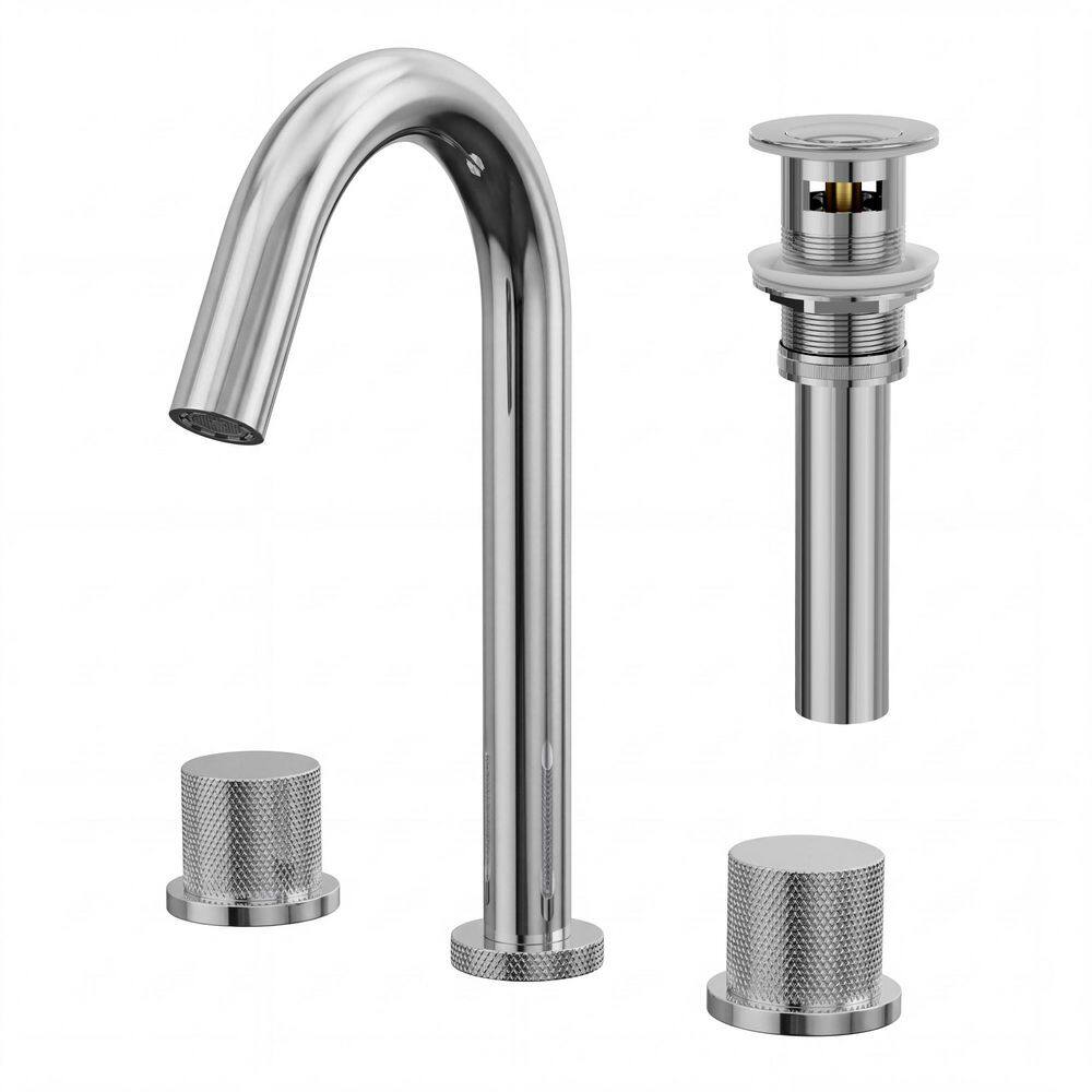 Waterfall 3-Hole High-Arc 8 in. Widespread Double Handle Bathroom Faucet 1.2 GPM in Chrome with Pop-Up Drain(2 Pack) price history on PriceWatchPro