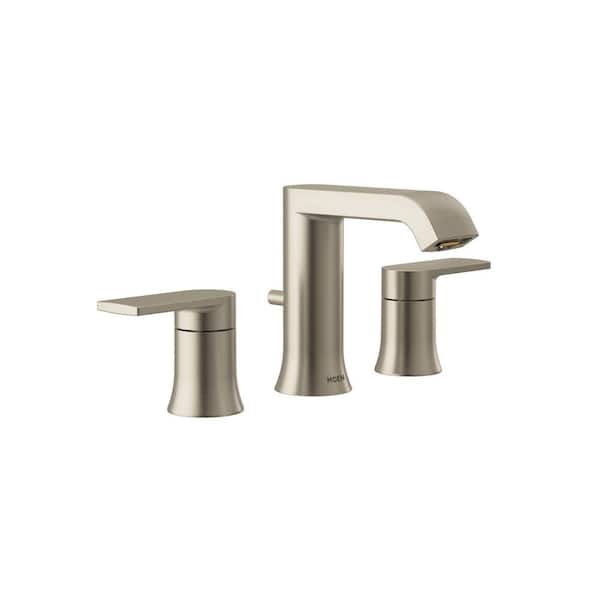 MOEN Genta LX 2-Handle 8 in. Widespread Modern Bathroom Faucet Valve Required in Brushed Nickel