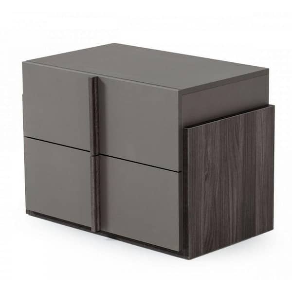 Benjara 28.75 in. 2-Drawer Gray Wooden Nightstand