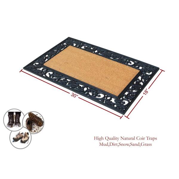 A1 Home Collections A1HC First Impression Dirt Trapper Heavy Weight  Black/Beige 18 in. x 30 in. Rubber/Coir Door Mat A1HC29PLN18X30 - The Home  Depot