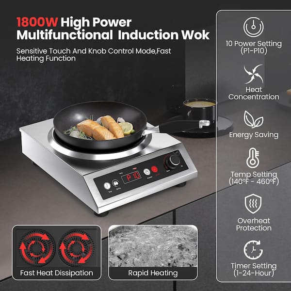 Electric Induction Wok Concave Black Ceramic Glass Rapid Heating