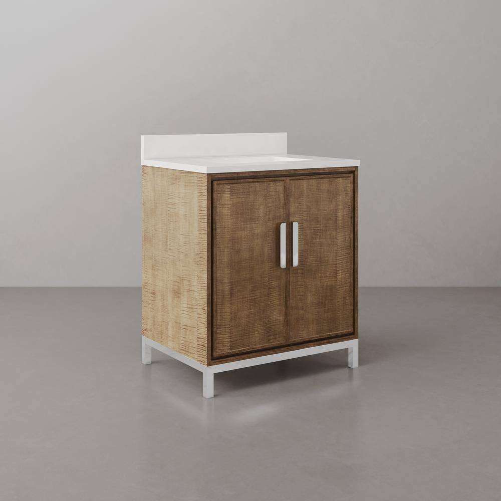 Westin 30" Lustrous Walnut Freestanding Bathroom Vanity with Quartz Top