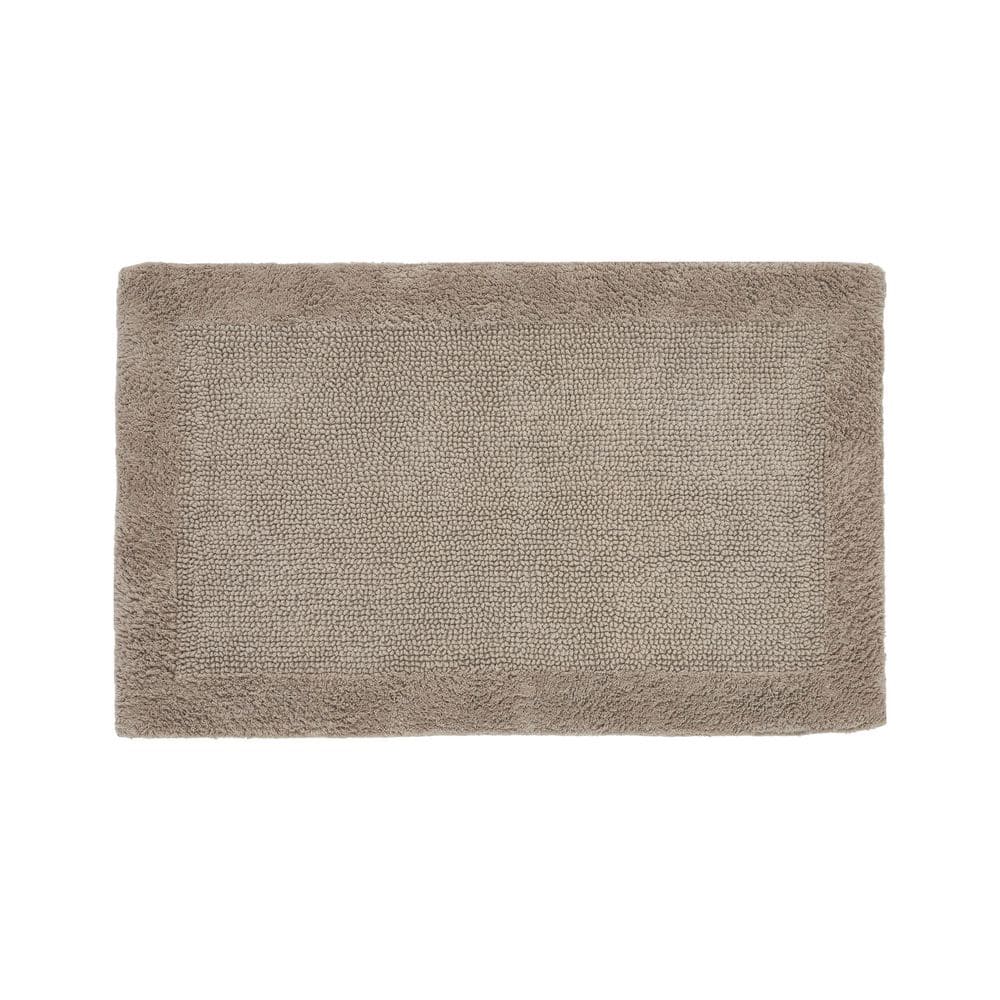 Edge Collection Beige 100% Cotton Reversible Bath Rug 21" x 34"