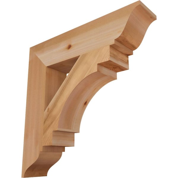 Ekena Millwork 5.5 in. x 28 in. x 28 in. Western Red Cedar Merced Traditional Smooth Bracket
