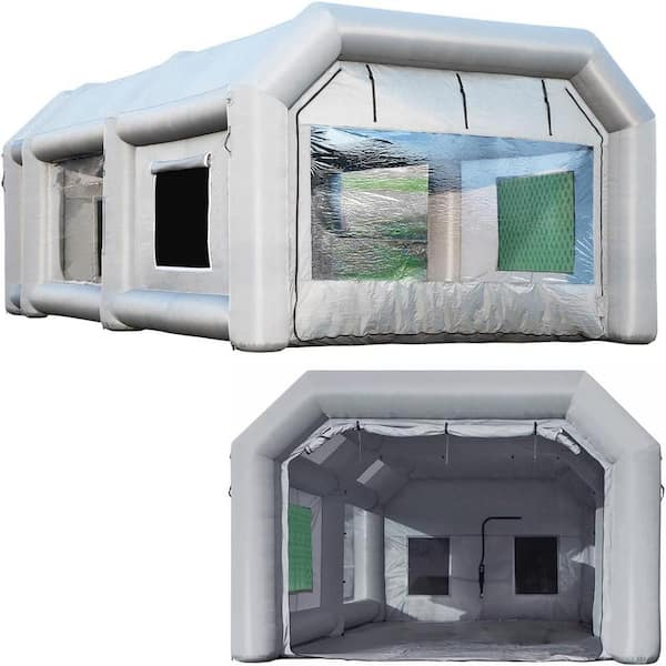 WRIGHTMASTER 28 ft. x 15 ft. x 11 ft. Portable Inflatable Paint Booth with 2-Blowers and Air Filter System for Car Painting