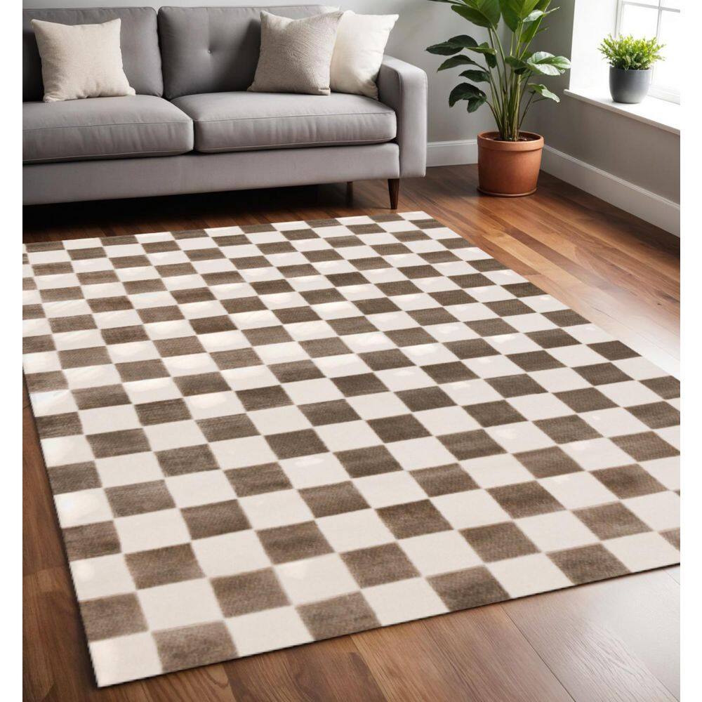 5' X 8' Brown And White Geometric Area Rug price history on PriceWatchPro
