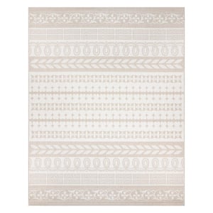 Paseo Burke Striped Cream/Beige 6 ft. x 9 ft. Striped Indoor/Outdoor Area Rug