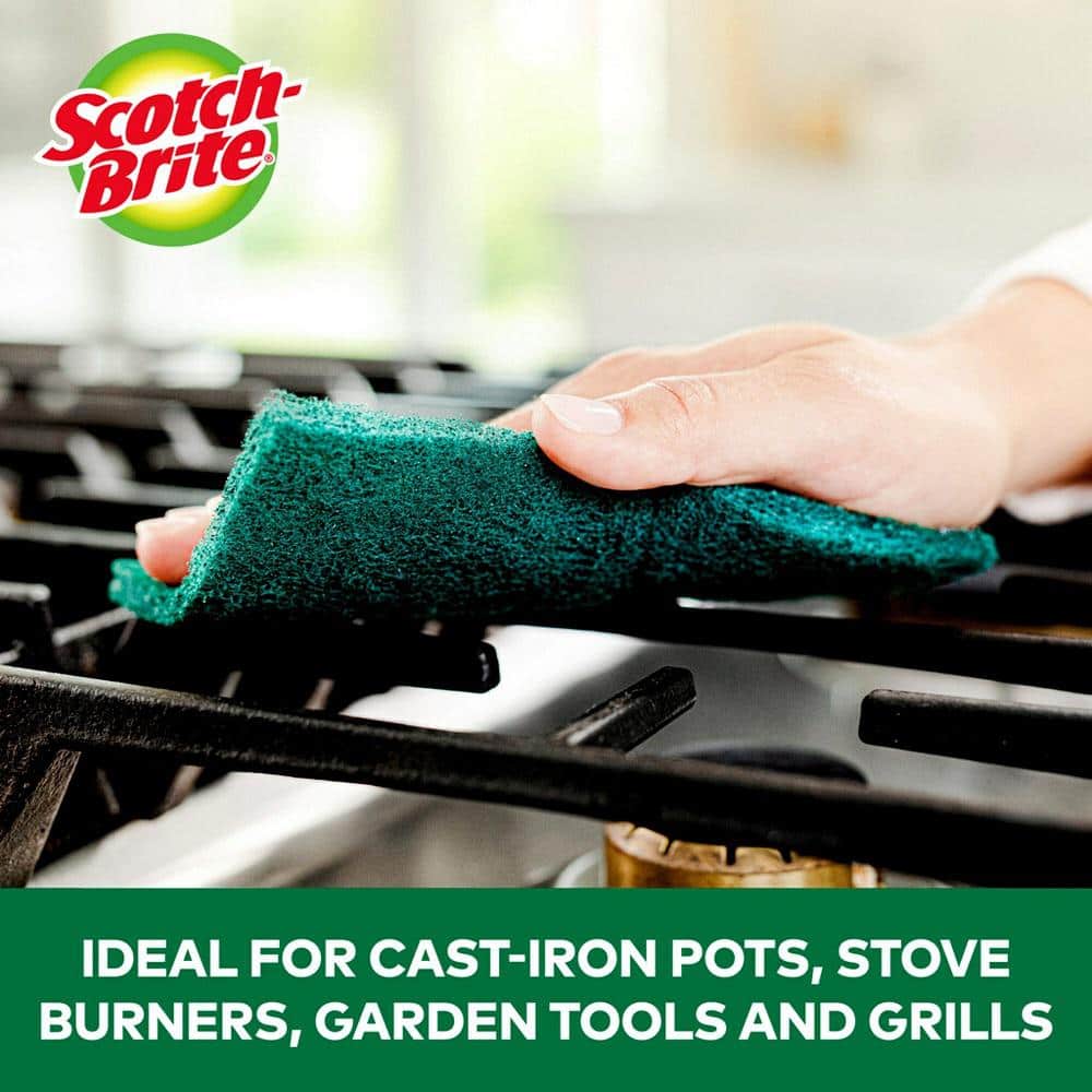 Heavy Duty Large Green Scouring Pads, 8-Pack