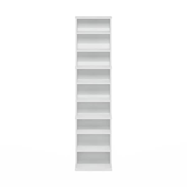 Furinno JAYA White 9-Shelf Multimedia Media Storage Tower Rack