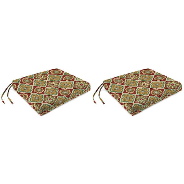 Jordan Manufacturing 19 in. L x 17 in. W x 2 in. T Adonis Jewe Outdoor Rectangular Chair Pad Seat Cushion (2-Pack)
