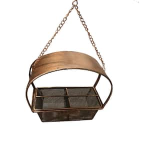 Brown Window Bird Feeder, Durable Metal for Outdoor Hanging, Window and Wall Mounted with Long Super Adhesive Sheet