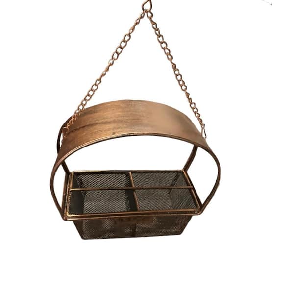 ITOPFOX Brown Window Bird Feeder, Durable Metal for Outdoor Hanging, Window and Wall Mounted with Long Super Adhesive Sheet