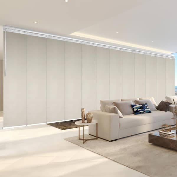 EMOH Pearlescent 140 in.- 260 in. W x 116 in. L Adjustable 12-Panel Satin Nickel Double Rail Panel Track with 23.5 in. Slates