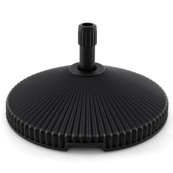 6 lb. Metal Patio Umbrella Base in Black with Shell Texture 3 Coupler Sizes for Lawn Poolside Garden